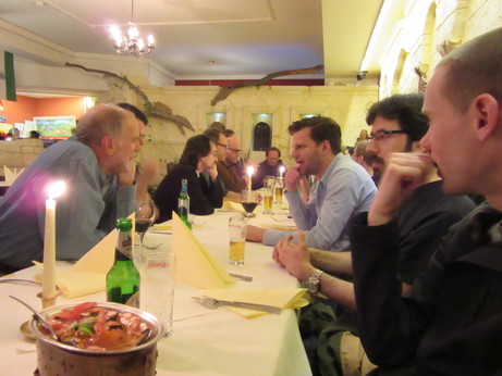 Chickeneers having dinner.