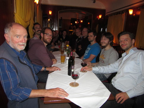Chickeneers having dinner.